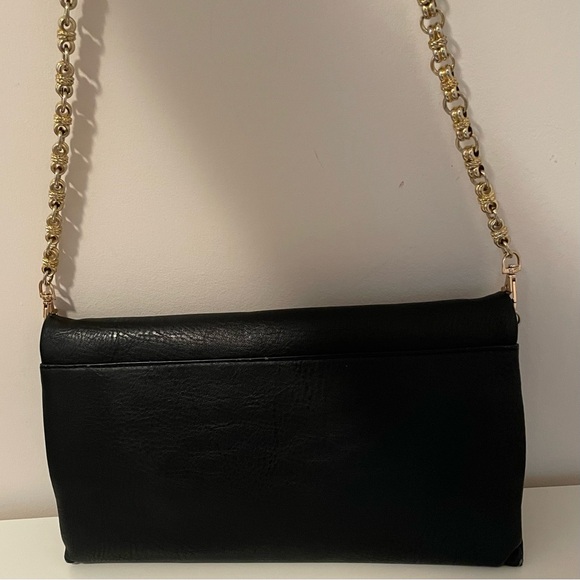 Urban Expressions Faux Leather Black Clutch with Gold Chain - Picture 4 of 12